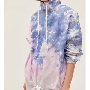 UO Cristal Anorak Tie Dye Cinched Drawstring Pullover Windbreaker NWT (RARE)